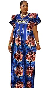 African Style Navyblue Bubu Dress for Woman