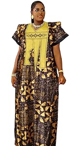 African Style Brown Bubu Dress for Woman