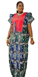 African Style Green Bubu Dress for Woman