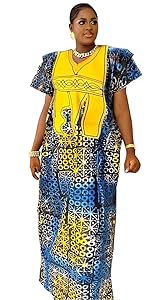 African Style Blue Bubu Dress for Woman