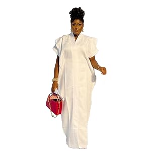 African style white bubu dress for woman