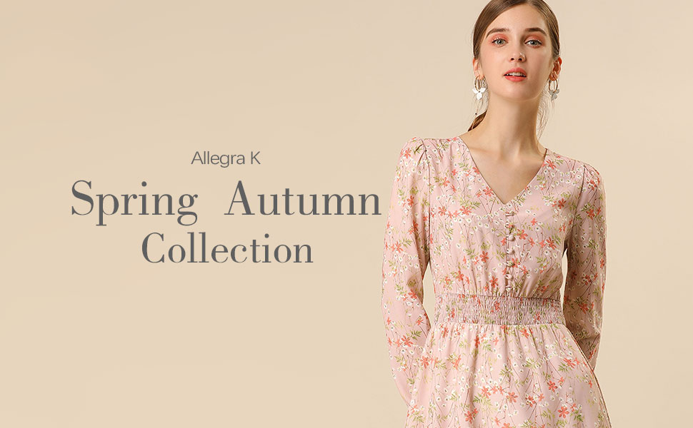  Allegra K Women''s Floral Print Flowy V-Neck Midi Dress …