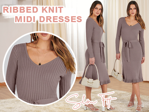 ANRABESS Midi Sweater Dresses