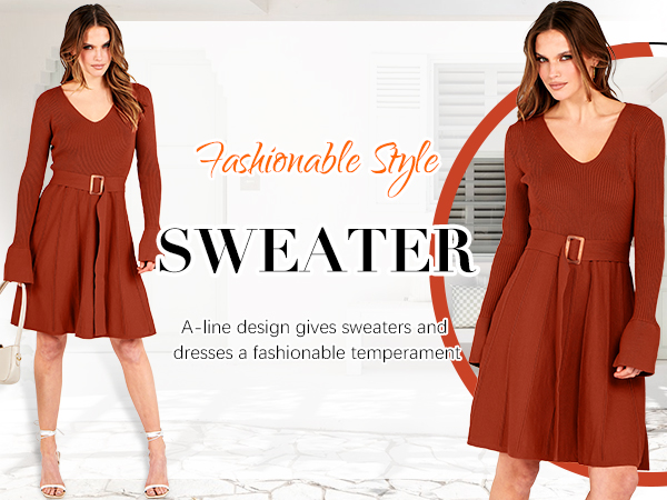 ANRABESS Midi Sweater Dresses