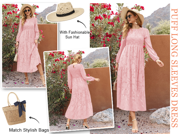 pink long sleeve maxi dress