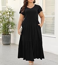 plus size black casual maxi dresses