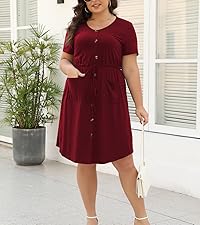 plus size Two pockets at the front dresses