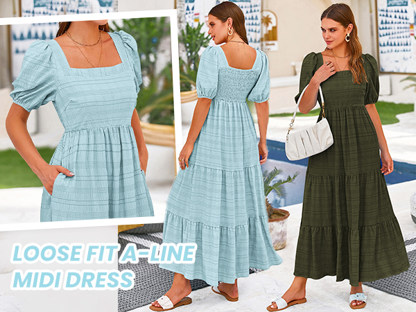 summe swing dress for women party dress for women casual cute puff sleeve beach dress for women