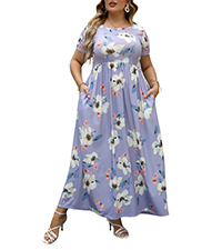 Nemidor Women Short Sleeve Loose Plain Casual Plus Size Long Maxi Dress