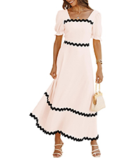 summer dress square neck dress short puff sleeve dress beach vacation outfits wedding guest dresses