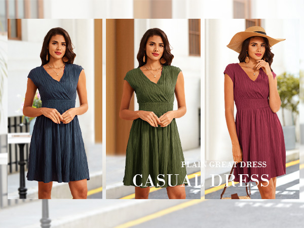 V-Neck A-line Casual Swing Dress