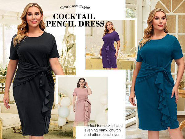 cocktail pencil dress plus size