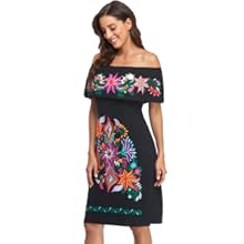 Embroidered Floral Black Dress