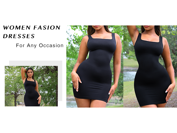 FeelinGirl Bodycon Dress for Women Summer Slip Shaper Dress