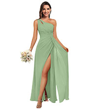 one shoulder bridesmaid dresses for women with slit