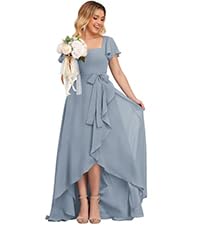 high low chiffon briddesmaid dresses for women with sleeves