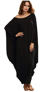 Boat Neck Batwing Long Sleeve Baggy Caftan Harem Oversized Dress