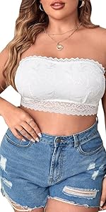 Women&#39;s Plus Size Lace Strapless Bandeau Bralette Bra