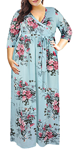 Nemidor Women''s 3/4 Sleeve Floral Print Plus Size Casual Party Maxi Dress