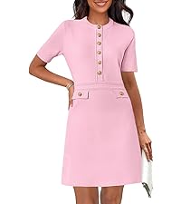 Button Short Sleeve Formal Mini Dress