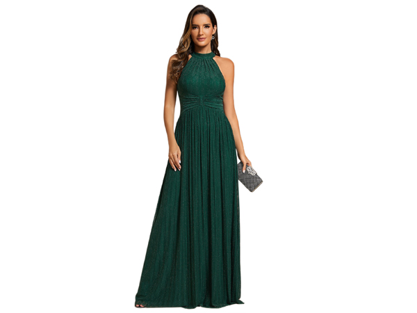 Women''s Bodycon mermaid V Neck Sleeveless Pleated Glitter Midi Wedding Guest Dresses