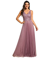 Ever-Pretty Womens Elegant Sleeveless Pleated Appliques Floor Length Prom Dresses