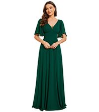 Ever-Pretty Women A Line Short Sleeves V Neck Maxi Bridesmaid Dresses