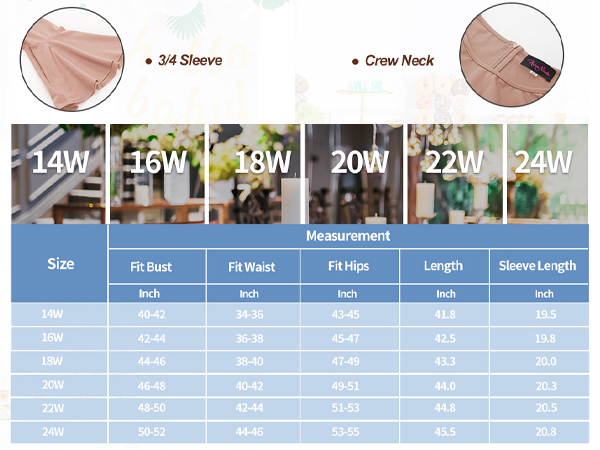 size chart for plus size dress