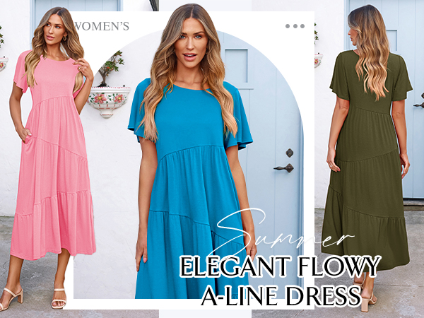 short sleeve maxi dresses for women 2024 vacation dresses for women maxi dress for women summer