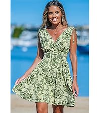 green paisley mini dress for women