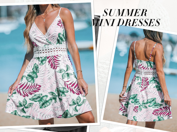 white tropical mini dress