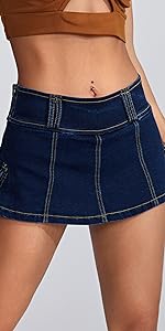 Floerns Women''s Casual A Line Flare Jean Denim Mini Skirts with Pocket