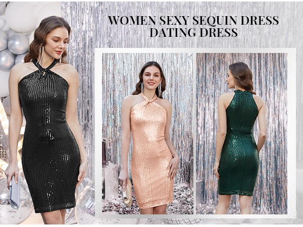 sequin halter dresses