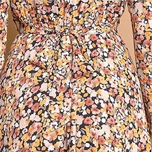 Allegra K Women''s Tie Neck Chiffon Long Sleeves Vintage Floral Print Belted Dress