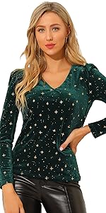 Velvet V-Neck Stars Top