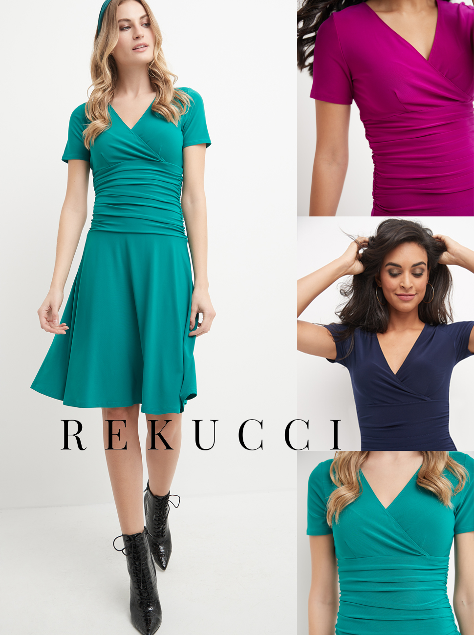 Rekucci short sleeve flippy fit and flare dress