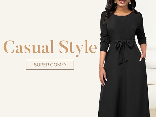 black long dress casual maxi dress