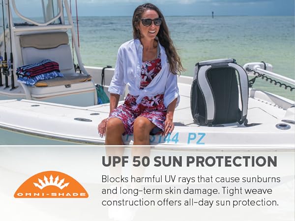 UPF-50 protection blocks UVA and UVB sun rays, Omni-Shade