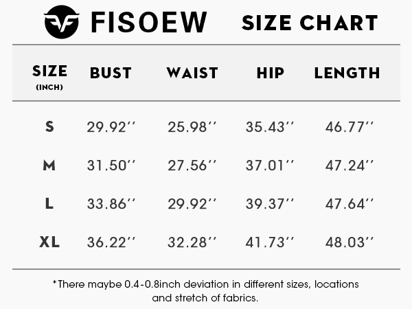 Fisoew Standard Size Chart