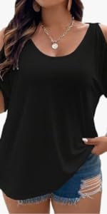 Plus Size Cold Shoulder T Shirt