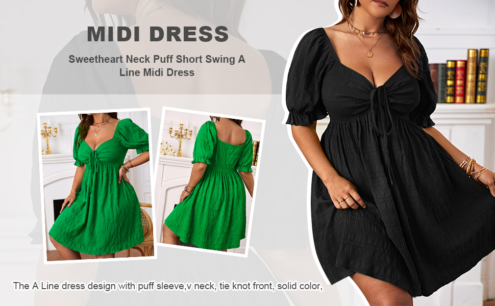 Plus Size A Line Midi Dress