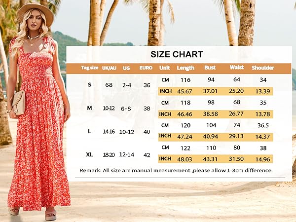 Women''s Floral Print Tie Strap Square Neck Ruffle Boho Maxi Dress