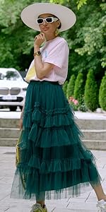 ruffle mesh tulle skirt