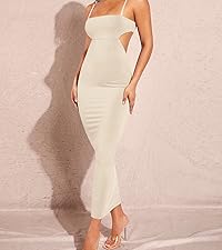  Women''s Cut Out Backless Long Cami Dress Sleeveless Bodycon Maxi Pencil Dresses