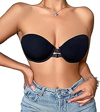 Milumia Women''s Strapless Push Up Bra Front Closure Bandeau Bra Unpadded