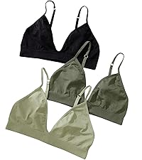 Milumia Women''s 3 Pack Triangle Bralettes Adjustable Straps Soft Wirefree Everyday Bras