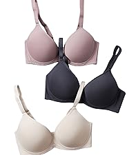 Milumia Women''s 3 Pack Push Up Bra Adjustable Straps Unpadded Smoothing Underwire Bras