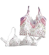 Milumia Women''s 5 Pack Fruit Print Bralettes Lace Trim Unpadded Triangle Soft Everyday Bras