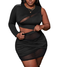 Ruched Mesh Skirt Set 