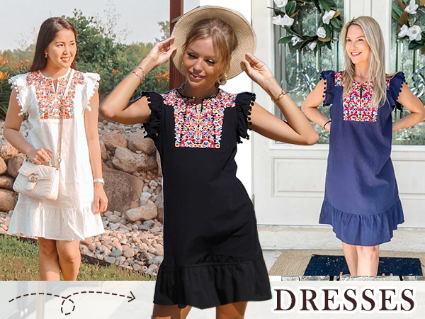 summer dresses sundresses for women trendy spring dresses boho floral embroidered dress for women